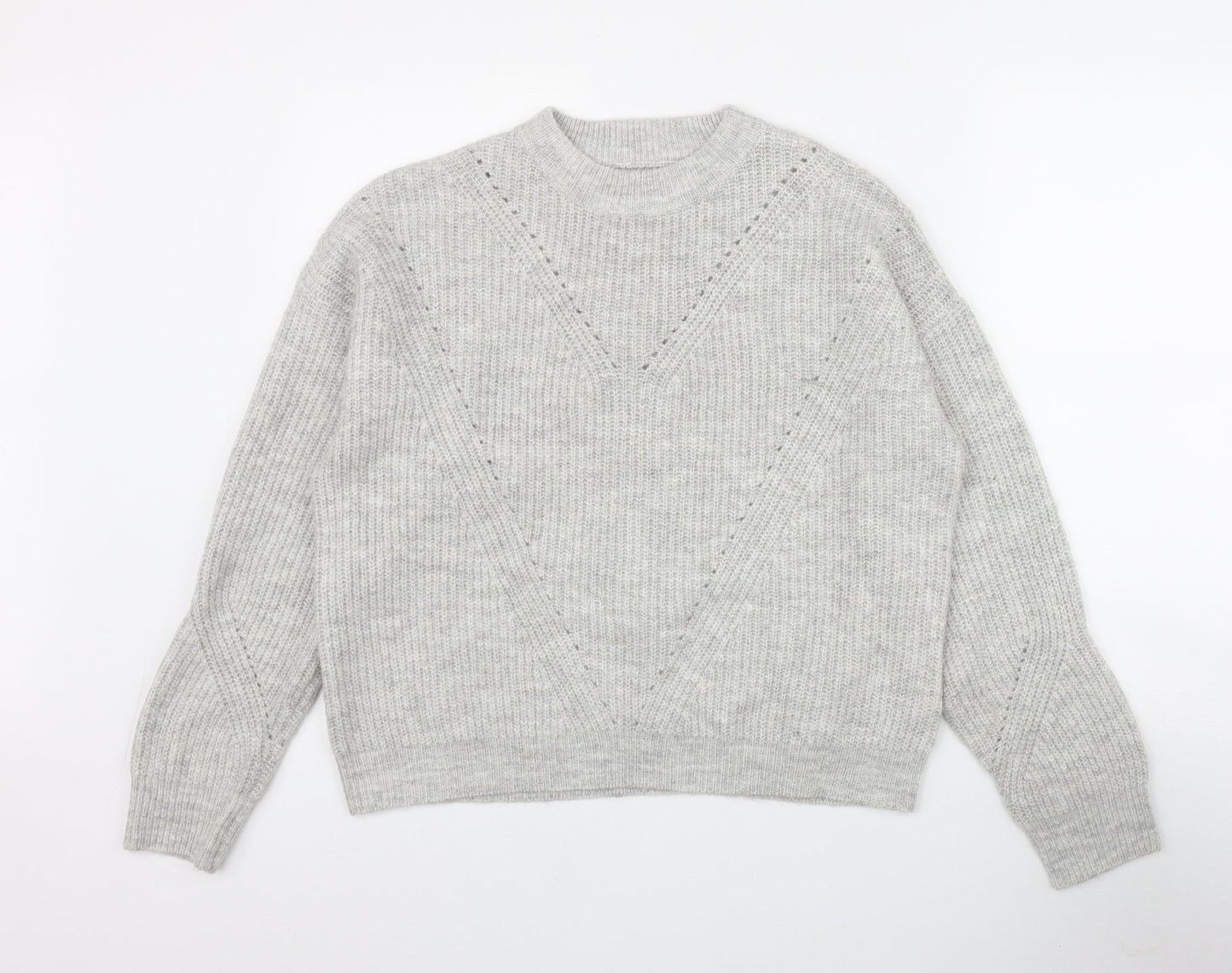 Primark Womens Grey Round Neck  Acrylic Pullover Jumper Size 6