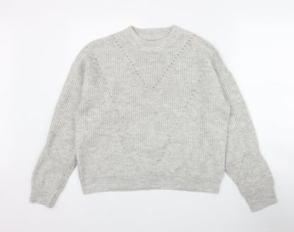 Primark Womens Grey Round Neck  Acrylic Pullover Jumper Size 6