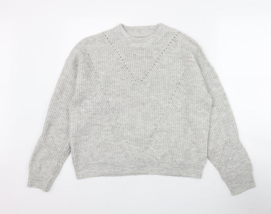 Primark Womens Grey Round Neck  Acrylic Pullover Jumper Size 6