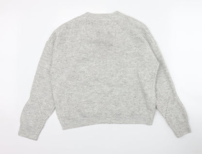 Primark Womens Grey Round Neck  Acrylic Pullover Jumper Size 6