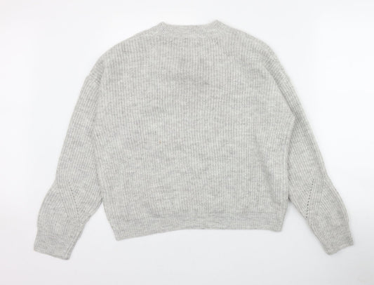 Primark Womens Grey Round Neck  Acrylic Pullover Jumper Size 6