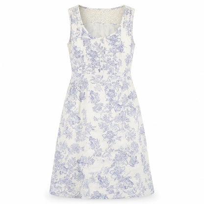 Front view of Tu women’s white geometric cotton fit & flare, size UK 10, scoop neck button