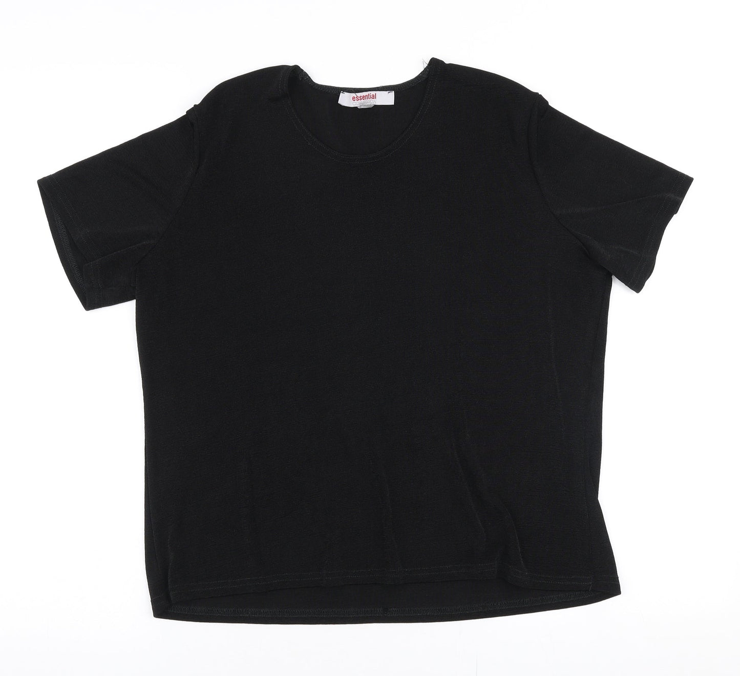 Essential Womens Black  Polyester Jersey Blouse Size 16 Round Neck