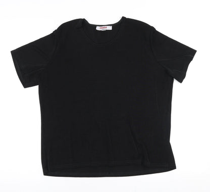 Essential Womens Black  Polyester Jersey Blouse Size 16 Round Neck
