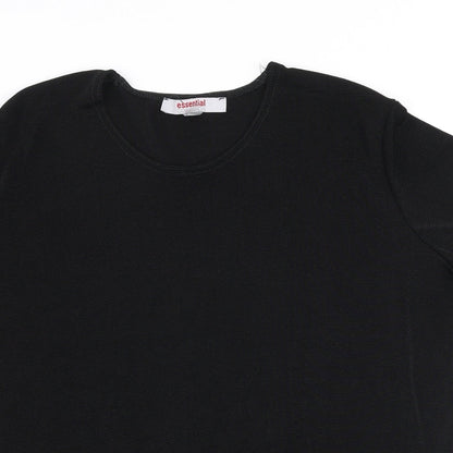 Essential Womens Black  Polyester Jersey Blouse Size 16 Round Neck