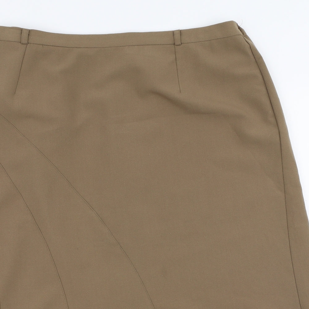 Essential Womens Brown  Polyester A-Line Skirt Size 34 in   Zip