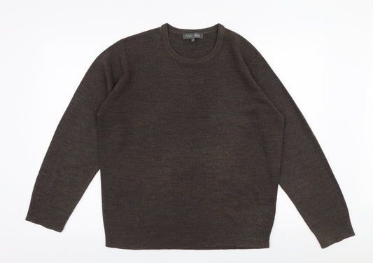 Marks and Spencer Mens Brown V-Neck  Acrylic Pullover Jumper Size M