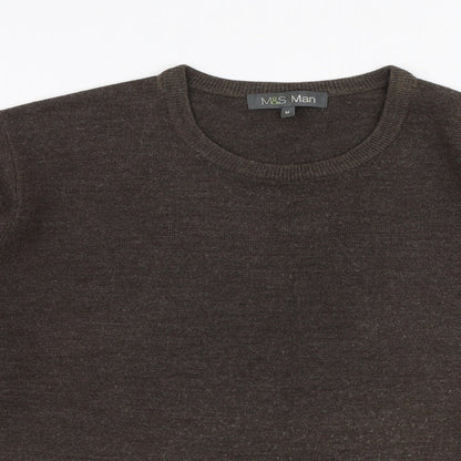 Marks and Spencer Mens Brown V-Neck  Acrylic Pullover Jumper Size M