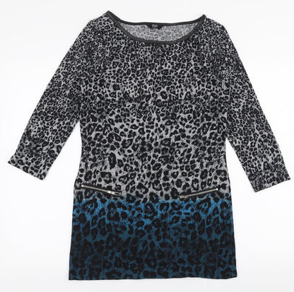 F&F Womens Multicoloured Round Neck Animal Print Polyester Pullover Jumper Size 8