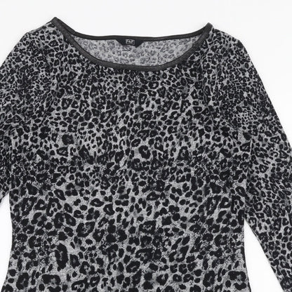 F&F Womens Multicoloured Round Neck Animal Print Polyester Pullover Jumper Size 8