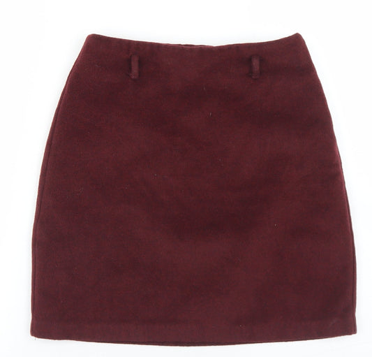 New Look Womens Purple  Polyurethane A-Line Skirt Size 6   Zip