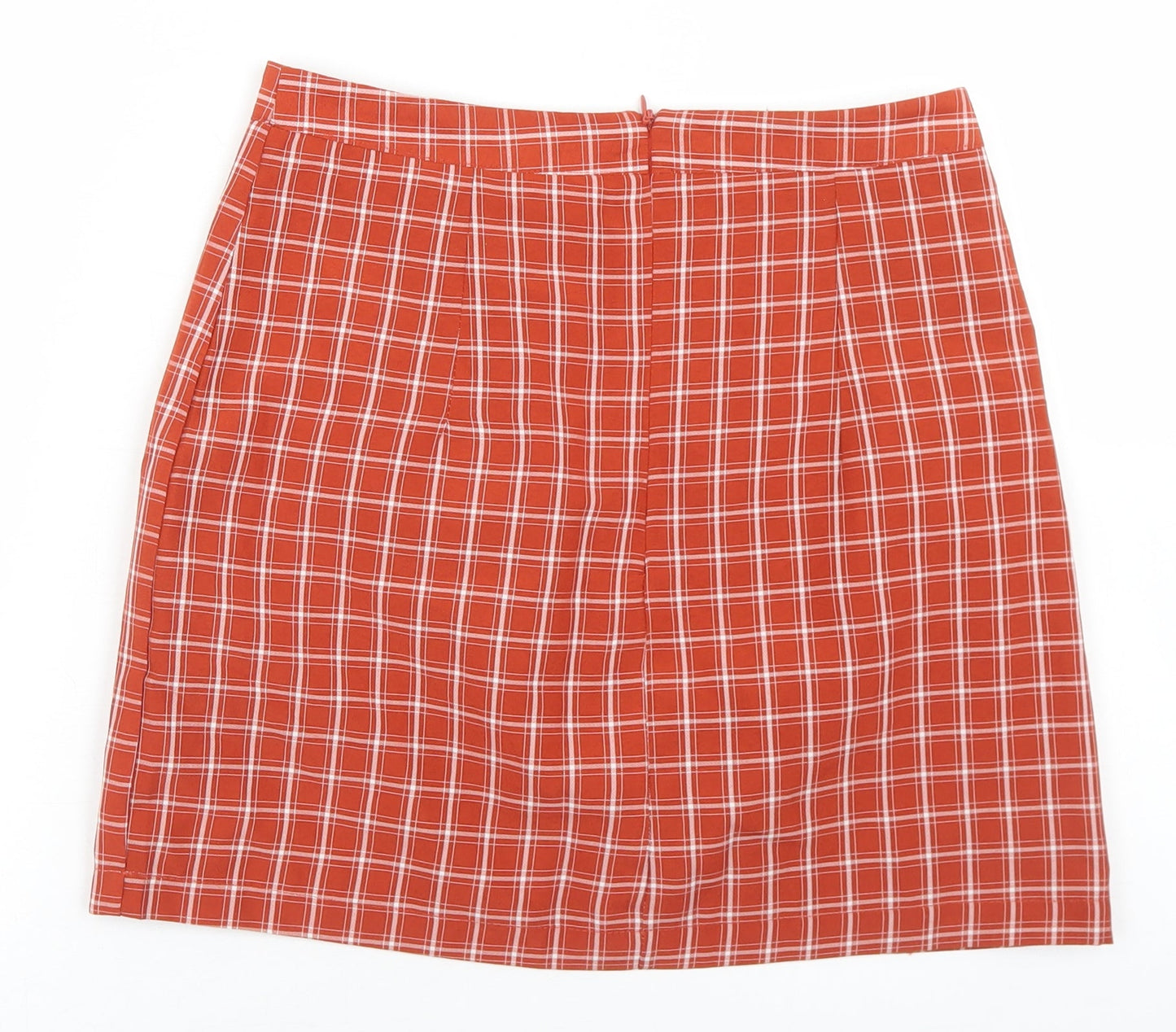 Heartbreak Womens Orange Plaid Polyester A-Line Skirt Size 8   Zip