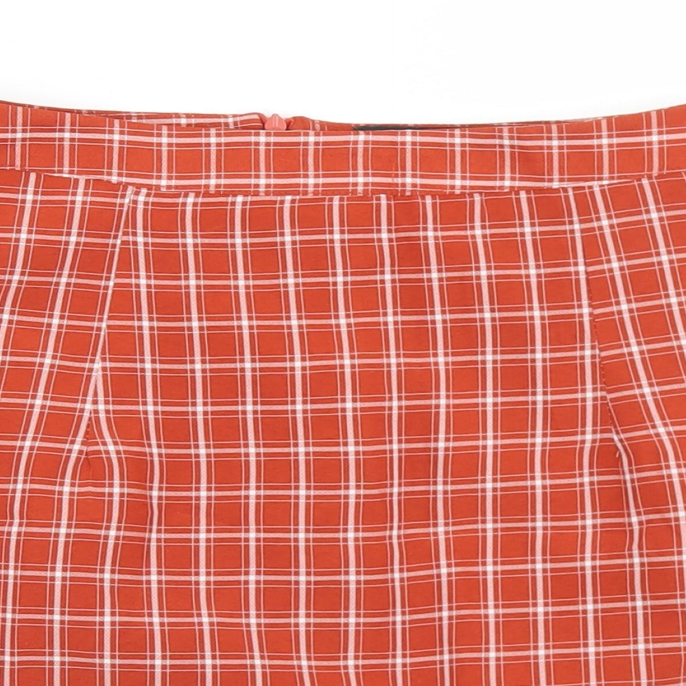 Heartbreak Womens Orange Plaid Polyester A-Line Skirt Size 8   Zip