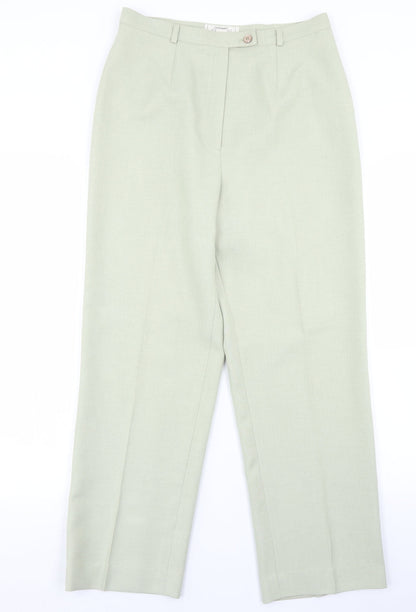 Classics Womens Green  Polyester Dress Pants Trousers Size 12 L26 in Regular Button