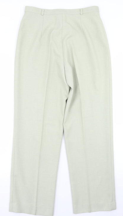 Classics Womens Green  Polyester Dress Pants Trousers Size 12 L26 in Regular Button