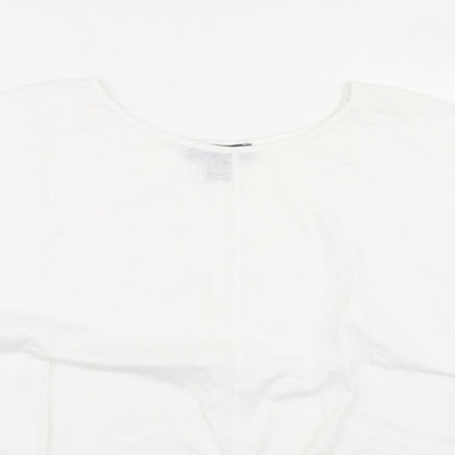 Primark Womens White  Polyester Cropped T-Shirt Size XS Round Neck - Tie Front