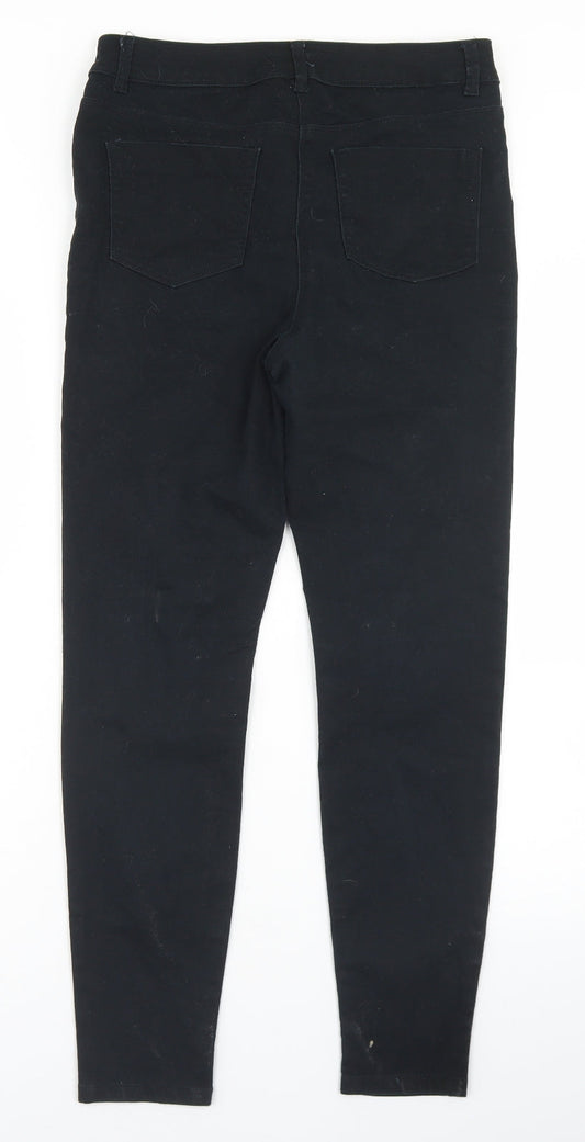 Matalan Womens Black  Cotton Skinny Jeans Size 10 L27 in Regular Button