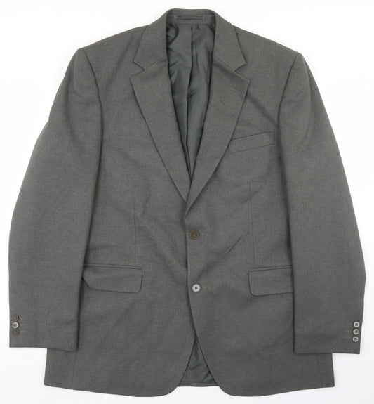 Mens UK Size 44 Pinstripe Regular Grey Suit Jacket