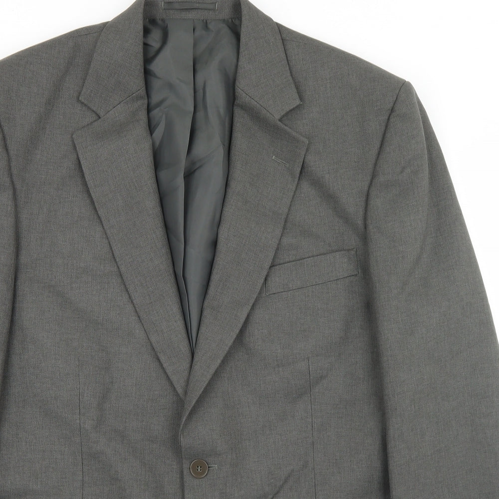 Mens UK Size 44 Pinstripe Regular Grey Suit Jacket