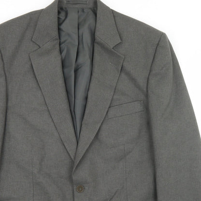 Mens UK Size 44 Pinstripe Regular Grey Suit Jacket