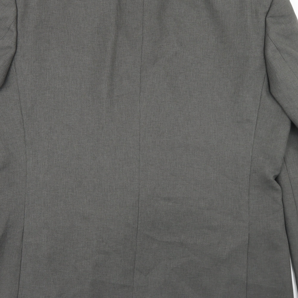 Mens UK Size 44 Pinstripe Regular Grey Suit Jacket