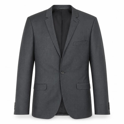 Front view of Burton men’s grey polyester jacket blazer, size 38, - skinny fit