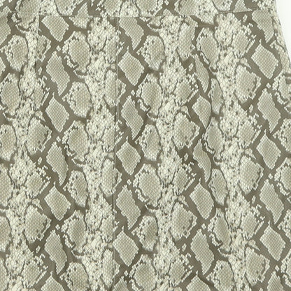 H&M Womens Brown Animal Print Polyester A-Line Skirt Size 10   Zip