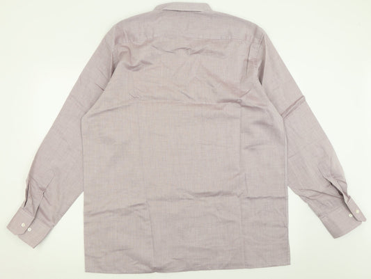 Mens UK Size 17 Eterna Purple  Button-Up Long Sleeve Casual Shirt