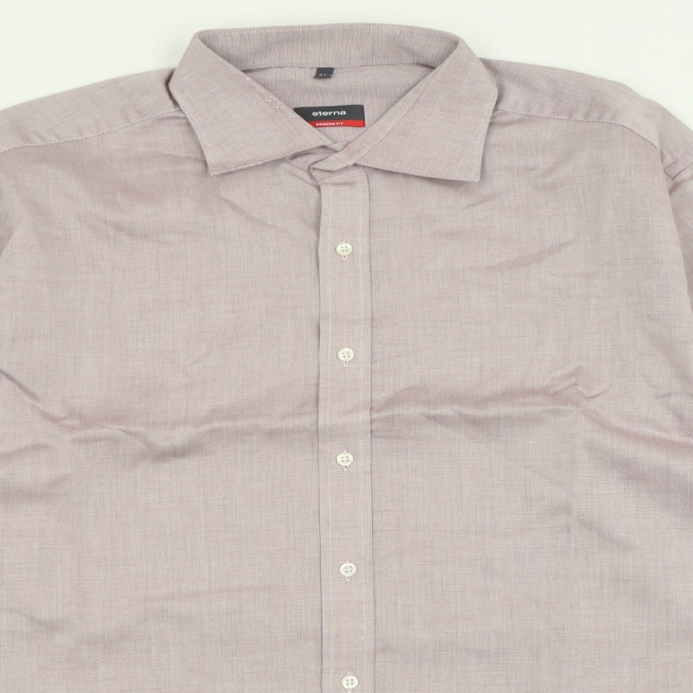 Mens UK Size 17 Eterna Purple  Button-Up Long Sleeve Casual Shirt