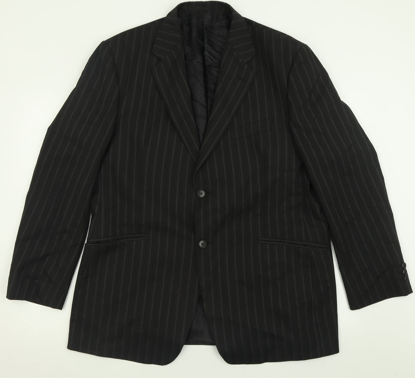 Autograph Mens Black Striped Polyacrylate Fibre Jacket Suit Jacket Size 44