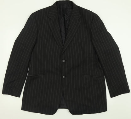 Autograph Mens Black Striped Polyacrylate Fibre Jacket Suit Jacket Size 44