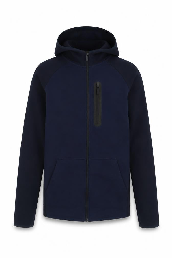 Front view of Matalan men’s blue cotton full zip hoodie, size XS