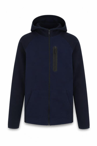 Front view of Matalan men’s blue cotton full zip hoodie, size XS