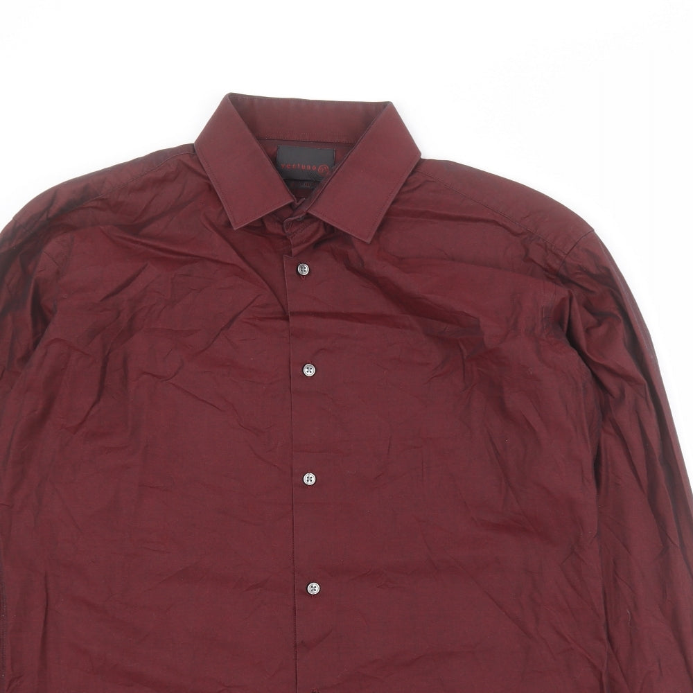 Ventuno Mens Red  Cotton  Button-Up Size S Collared Button