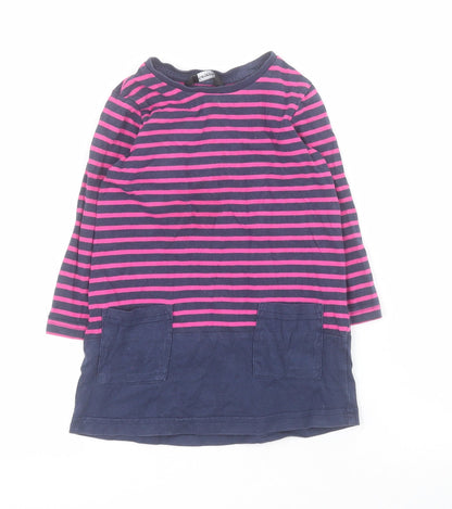 George Baby Blue Striped 100% Cotton T-Shirt Dress  Size 12-18 Months  Round Neck Pullover