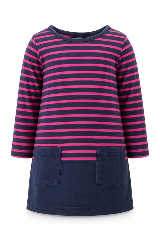 George Baby Blue Striped 100% Cotton T-Shirt Dress  Size 12-18 Months  Round Neck Pullover