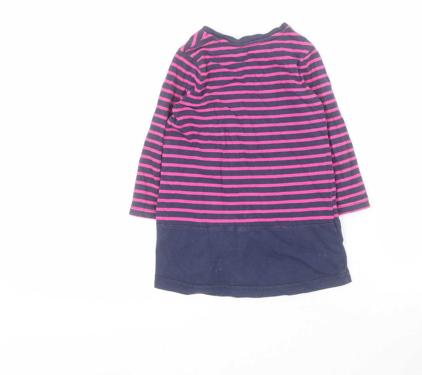 George Baby Blue Striped 100% Cotton T-Shirt Dress  Size 12-18 Months  Round Neck Pullover