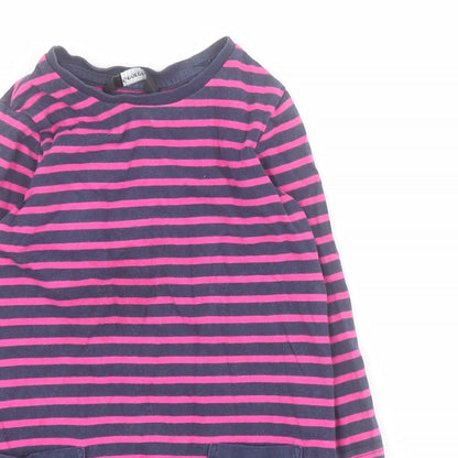 George Baby Blue Striped 100% Cotton T-Shirt Dress  Size 12-18 Months  Round Neck Pullover