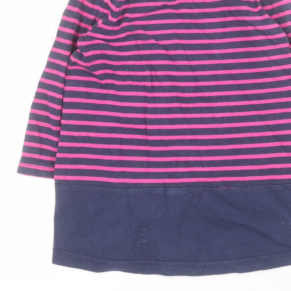 George Baby Blue Striped 100% Cotton T-Shirt Dress  Size 12-18 Months  Round Neck Pullover