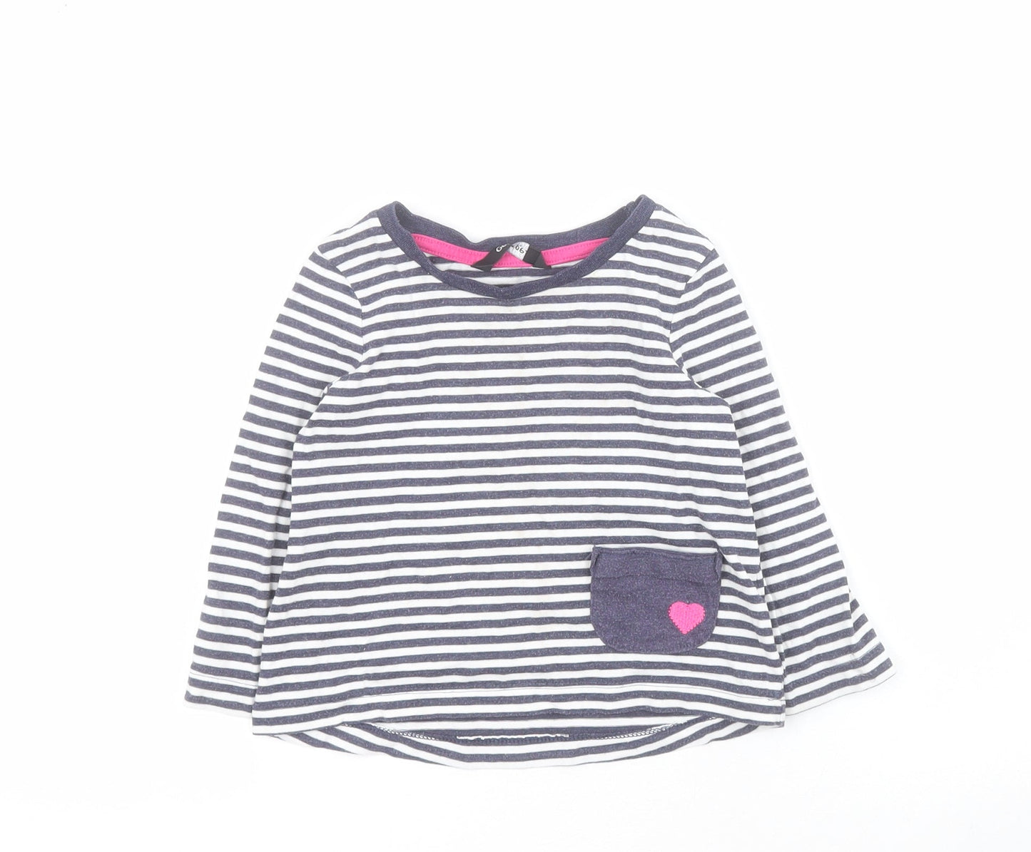 George Baby Blue Striped Cotton Pullover T-Shirt Size 12-18 Months Round Neck Pullover