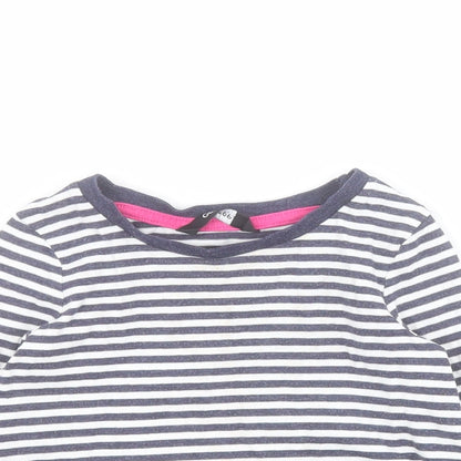 George Baby Blue Striped Cotton Pullover T-Shirt Size 12-18 Months Round Neck Pullover