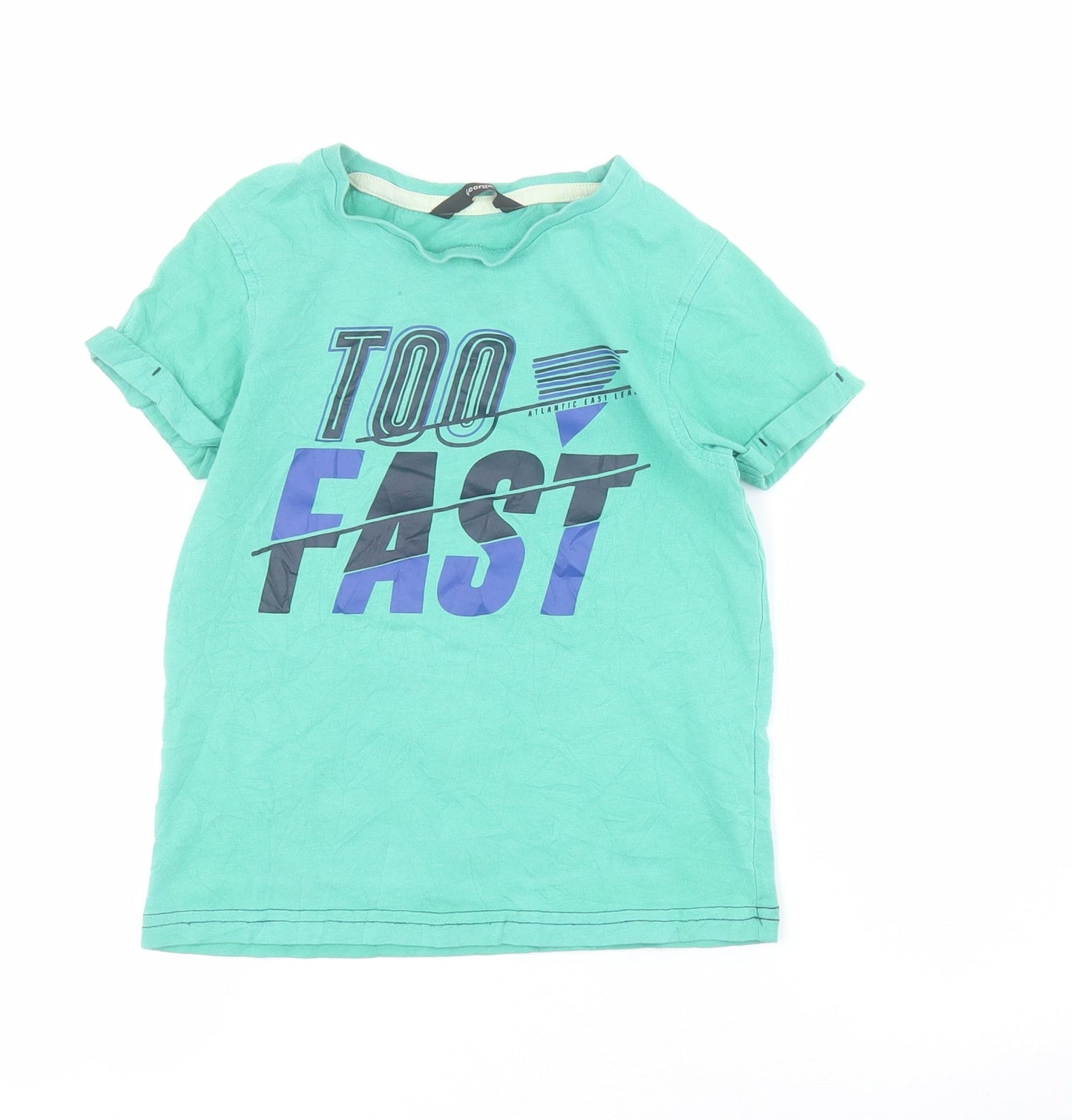 George Boys Green  100% Cotton Pullover T-Shirt Size 6-7 Years Round Neck Pullover