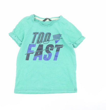 George Boys Green  100% Cotton Pullover T-Shirt Size 6-7 Years Round Neck Pullover