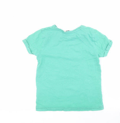George Boys Green  100% Cotton Pullover T-Shirt Size 6-7 Years Round Neck Pullover