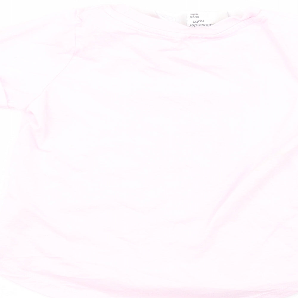 Peter Alexander Baby Baby Pink  100% Cotton Basic T-Shirt Size 18-24 Months Crew Neck Pullover