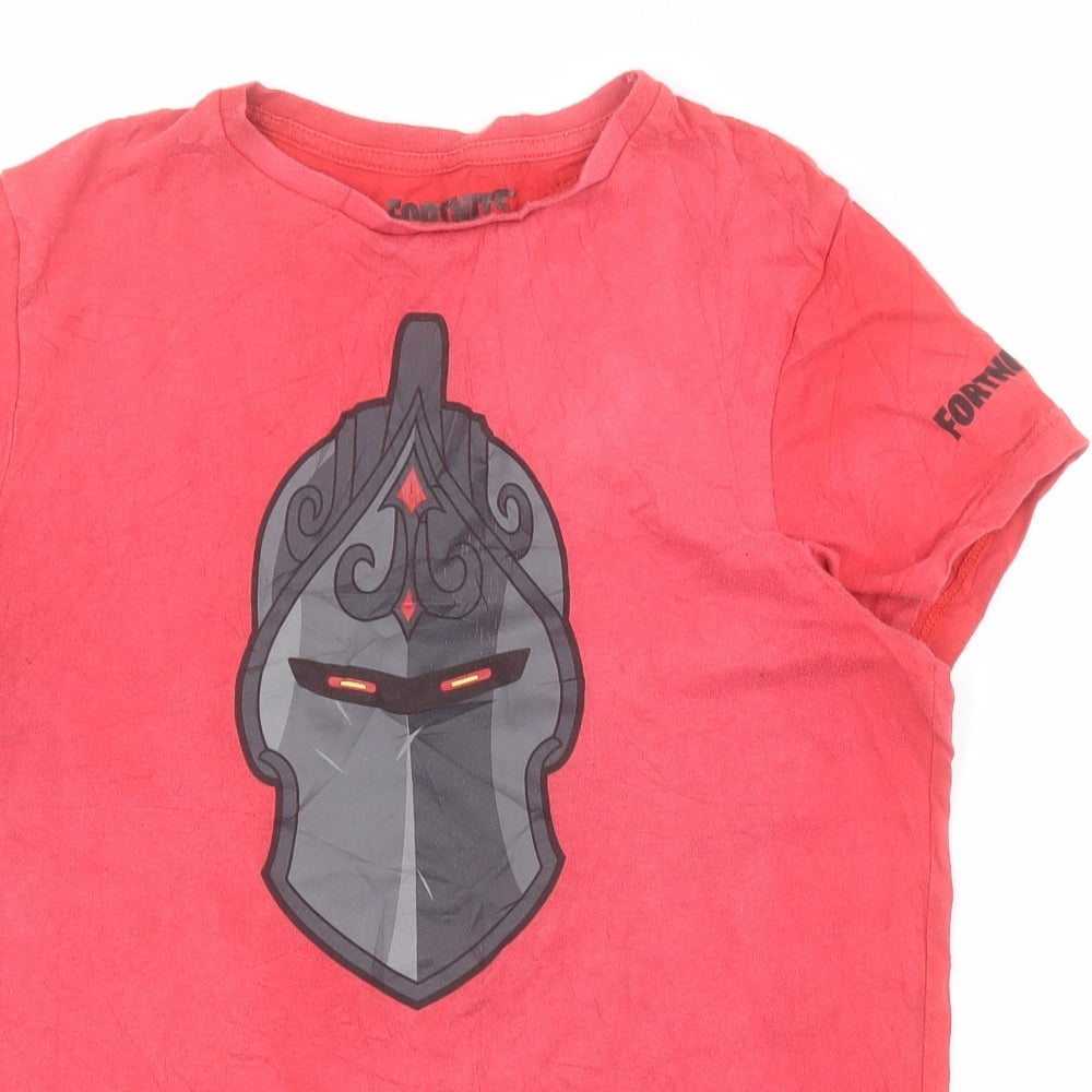 Primark Boys Red  100% Cotton Pullover T-Shirt Size L Round Neck Pullover - Fortnite