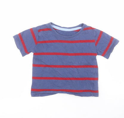 Dunnes Baby Blue Striped 100% Cotton Basic T-Shirt Size 9-12 Months Crew Neck Pullover