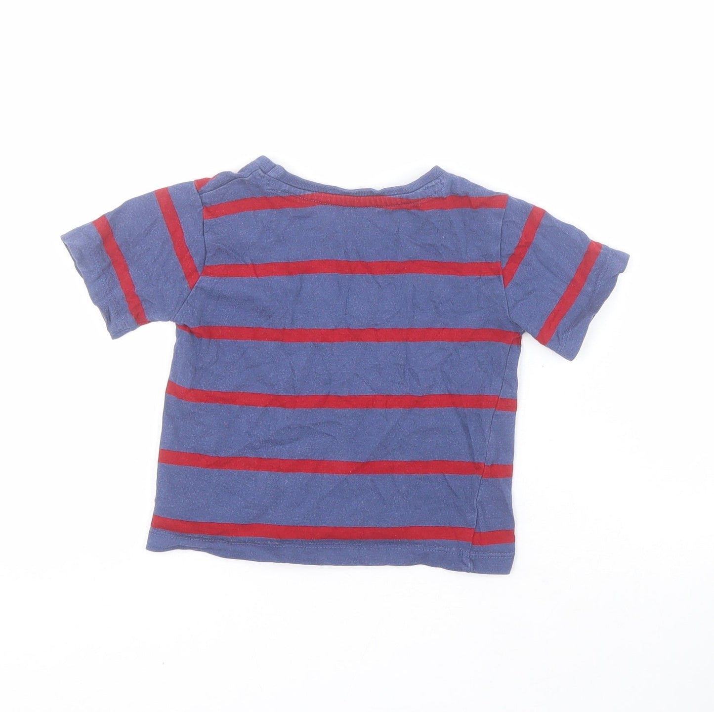 Dunnes Baby Blue Striped 100% Cotton Basic T-Shirt Size 9-12 Months Crew Neck Pullover