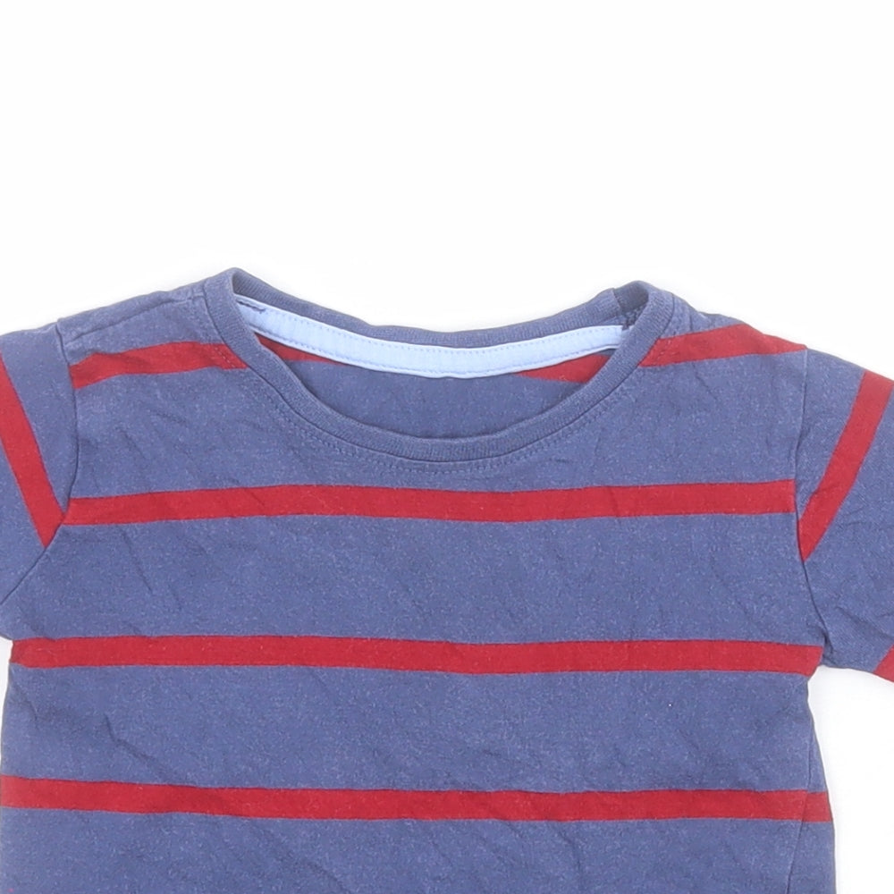 Dunnes Baby Blue Striped 100% Cotton Basic T-Shirt Size 9-12 Months Crew Neck Pullover