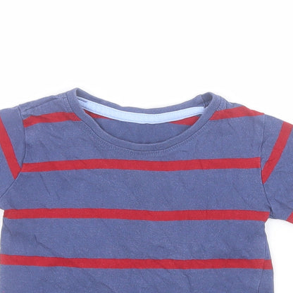 Dunnes Baby Blue Striped 100% Cotton Basic T-Shirt Size 9-12 Months Crew Neck Pullover